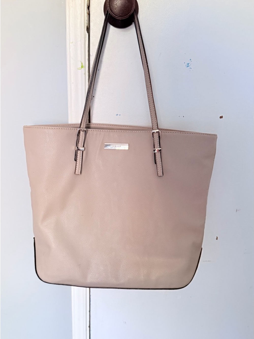 Nine West Beige Taupe Leather Tote